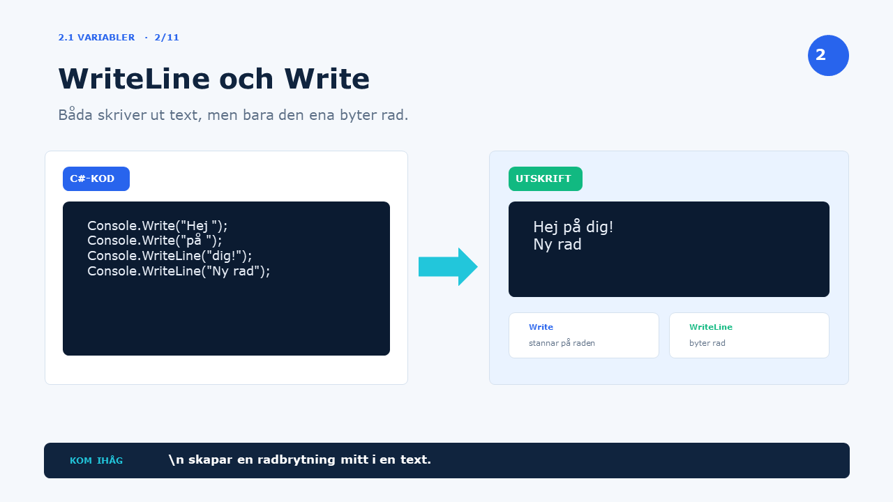 WriteLine och Write