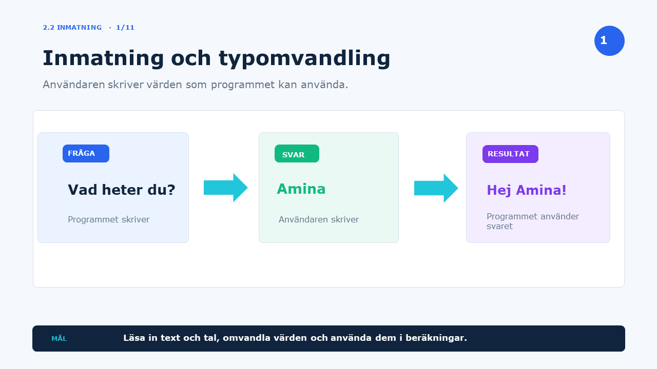 Inmatning och typomvandling