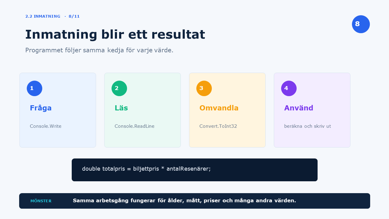 Inmatning blir ett resultat