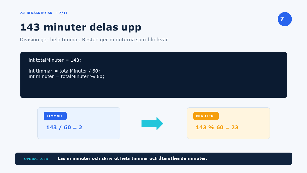 143 minuter delas upp