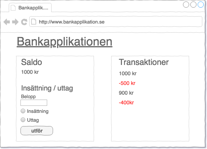Skiss på applikationen